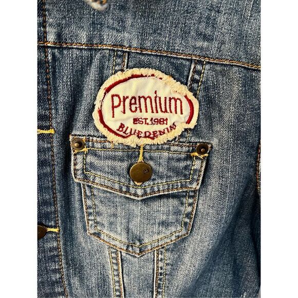 2.1 Denim Repair Shop Garage Patch Denim Jacket sz M EUC - Picture 3 of 8